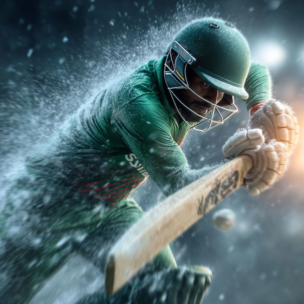 Cricket action scene representing sports betting at 5Z777 online casino.