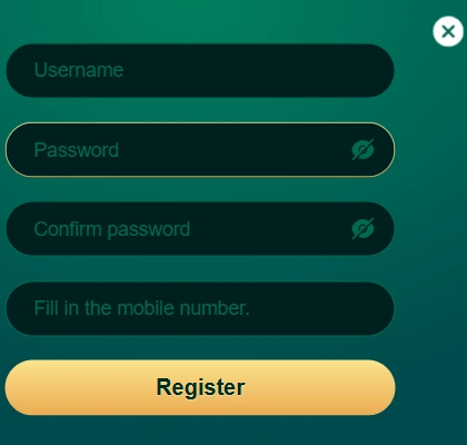Register form at 5Z777 Casino
